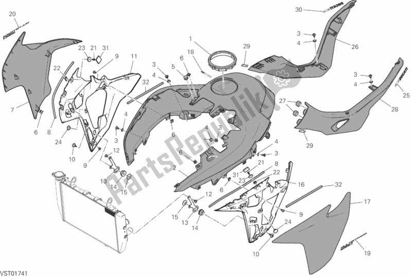 Tutte le parti per il 34a - Carenatura del Ducati Multistrada 1260 ABS USA 2018